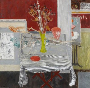 Still Life – Yellow Jug And Striped Cloth — Sir William George Gillies