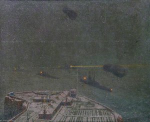 North Queensferry Signal Station, Winter The First Battle Cruiser Squadron Seen from the Forth Bridge
