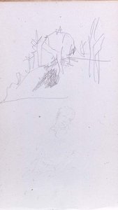 Small Landscape, Two Faces Leaning Right — John La Farge