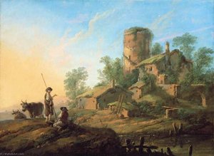 Pastoral Landscape With Shepherds — Jean-baptiste Pillement
