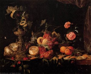 Still-life With Flowers And Fruit — Jan Davidszoon De Heem Or Johannes De Heem Or Johannes Van Antwerpen Or Jan Davidsz De Hem, Baroque