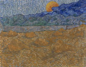 Landscape With Wheat Sheaves And Rising Moon — Vincent Willem Van Gogh, Post-impressionism