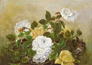 Roses Fancy Still Life, Still Life With Roses, (painting) — Robert Seldon Duncanson