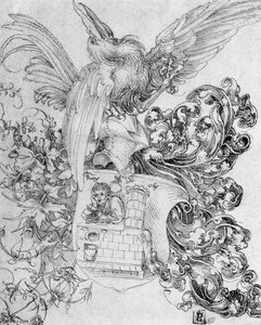 Coat Of Arms With Open Man Behind — Albrecht Dürer