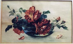 (Roses in Glass Bowl), (painting)