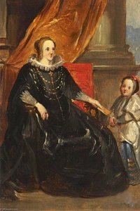 Mother And Child Against A Curtain — Robert Mcinnes
