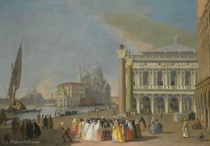 Venice, A View Of The Molo, Looking West Towards Santa Maria Della Salute And The Palazzo Ducale To The Right — Johan Richter (giovanni Richter)