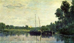 Boats On The Oise — Charles-françois Daubigny