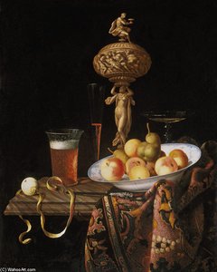 Fruit Bowl, Beer And Wine-glass As Well As Elfenbeinstatuette As Gefäss — Johann Georg Hinz