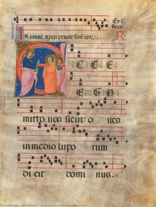 Antiphonal Folio With Historiated Initial — Neri Da Rimini, Gothic