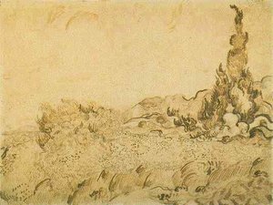 Wheat Field With Cypresses 3 — Vincent Willem Van Gogh, Post-impressionism