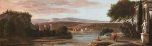 River Landscape With Classical Ruins And A Castle — Hendrick Danckerts, Baroque