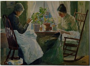 Two Women Sewing — Julian Alden Weir
