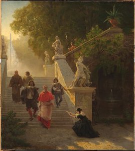 A Cardinal And His Entourage In A Park — Emanuel Gottlieb Leutze, Romanticism