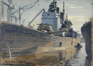 Hms 'vanguard' In Dock, February 1946 — Stephen Bone