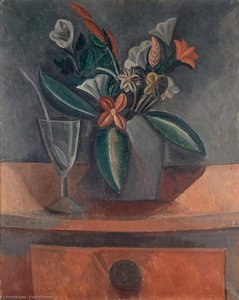 Flowers In A Grey Jar — Pablo Picasso, Cubism