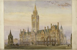 Record Drawing Of Manchester Town Hall: Perspective — Alfred Waterhouse Ra