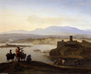 Italianate Landscape With Travellers On Horseback — Karel Dujardin