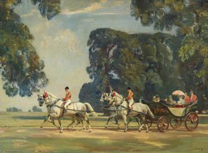 The Royal Carriage Entering The Long Walk, Windsor, On The Return From The Ascot Races, 1925 — Sir Alfred James Munnings