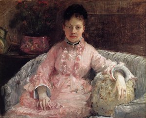 Portrait Of A Woman In A Pink Dress — Berthe Morisot