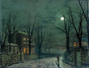 The Old Hall Under Moonlight — John Atkinson Grimshaw