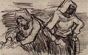 Two Women Working In The Field — Vincent Willem Van Gogh, Post-impressionism