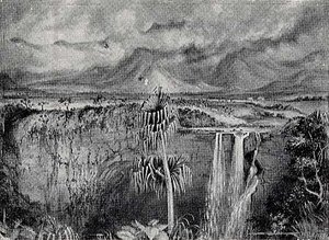 Falls Of Wailua, Island Of Kauai, Sandwich Islands, (painting) — Titian Ramsay Peale