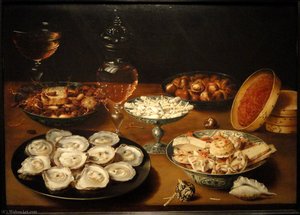 Dishes With Oysters, Fruit, And Wine, By Osias Beert The Elder, Flemish, — Osias Beert The Elder