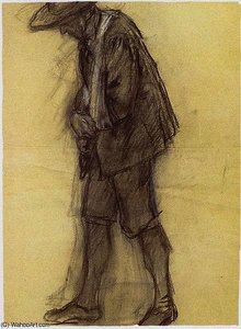 Study Of A Border To The Left Wounded Peasant Painting Design For After The Peace Agreement — Albin Egger Lienz