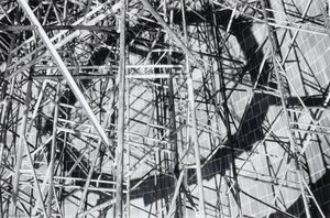 (Untitled tryptich, left panel metal scaffolding)