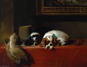 King Charles Spaniels ('the Cavalier's Pets') — Sir Edwin Henry Landseer