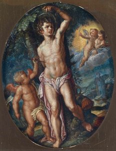 Engel Versorgen Den Gemarterten Heiligen Sebastian — Hans I Rottenhammer (johann Rottenhammer)