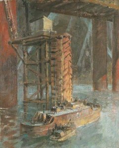 Wartime Traffic On The River Thames Fire Services, Hungerford Bridge — John Edgar Platt