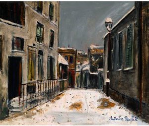Snow Covered Street In Montmartre — Maurice Utrillo