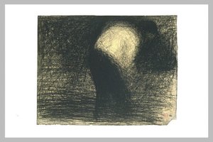 At Work The Land: Man's Face In Profile, Leaning Forward — Georges Seurat