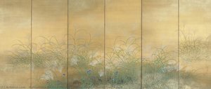 Quail Feeding Amidst Susuki And Kikyo — Matsumura Keibun