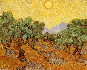 Olive Trees With Yellow Sky And Sun — Vincent Willem Van Gogh, Post-impressionism