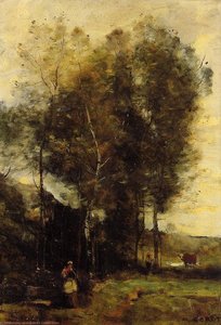 Cowherd In A Dell, Souvenir Of Brittany — Jean-baptiste-camille Corot