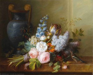 Flower Bunch With A Bird Nest — Cornelis Van Spaendonck