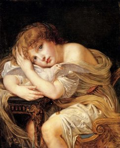 A Young Girl Holding A Dove — Jean-baptiste Greuze