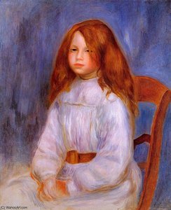 Seated Girl With Blue Background — Pierre-auguste Renoir