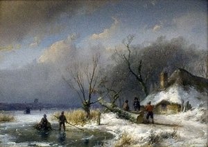 Winter Landscape - — Andreas Schelfhout, Romanticism