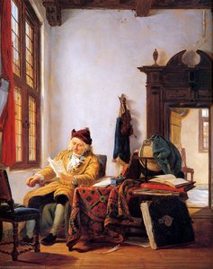 Merchant At A Table Near Window Sun — Abraham Van Strij