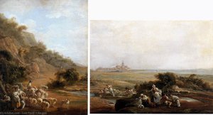 Village Scene And View Of Fuenterrabia — Luis Paret Y Alcázar, Rococo