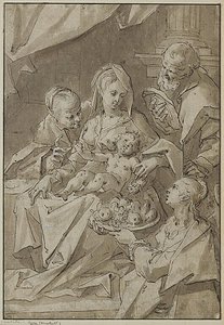 The Holy Family With Saint Dorothea Offering Fruit To The Christ Child — Hans Von Aachen