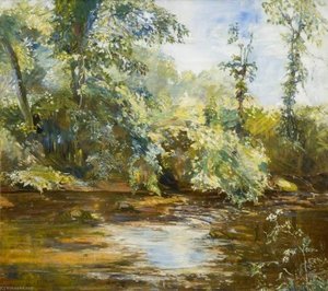 A Stream Overhung By Trees — Sir Alfred James Munnings
