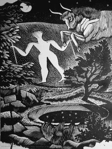 May, Woodcut Of The Long Man Of Wilmington — Eric William Ravilious