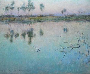 Reflections At Grez Sur Loing — Willard Leroy Metcalf