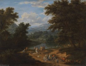 A Landscape With Travellers On A Path — Mathys Schoevaerdts