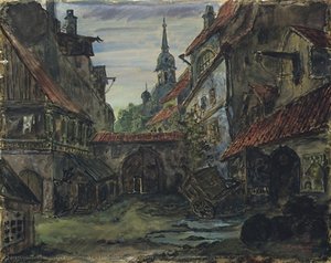 The Blacksmith's Courtyard — Mstislav Dobuzhinsky